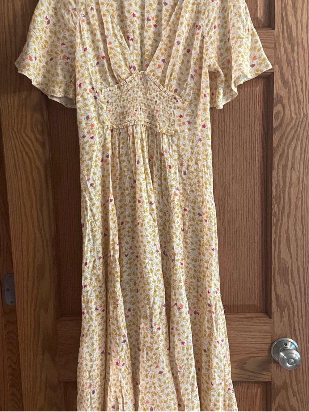 Free People. In Full Bloom. Yellow Floral Smocked midi dress - Picture 5 of 6
